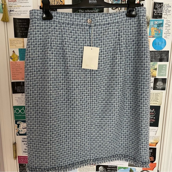 Escada 100% Cashmere Blue Straight Skirt Size 12 - Picture 2 of 8